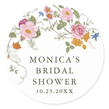 Pastel Pink Boho Wildflowers  Classic Round Sticker