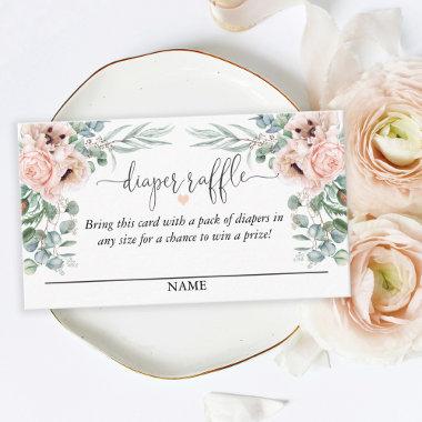 Pastel Pink Floral Diaper Raffle Script Text Enclosure