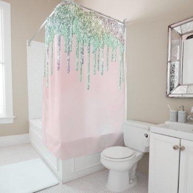 *~* Pastel Pink Ombre Mint Coral Drip AP7 Shower Curtain