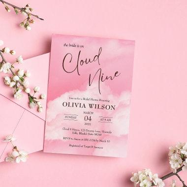 Pastel Pink On Cloud 9 Bridal Shower Invitations