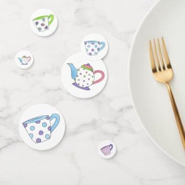 Pastel Polka Dot Teapot Tea Party  Confetti