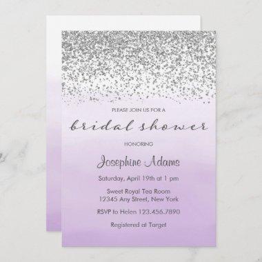Pastel Purple and Silver Bridal Shower Invitations