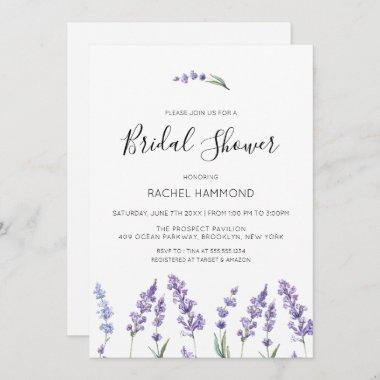 Pastel Purple Floral Bridal Shower Invitations