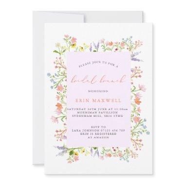 Pastel Rustic Wildflower Frame Bridal Brunch Invitations