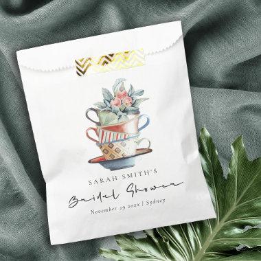 Pastel Soft Stacked Cups Bridal Shower Tea Party Favor Bag
