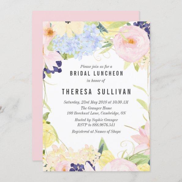 Pastel Spring Flowers Bridal Luncheon Invitations