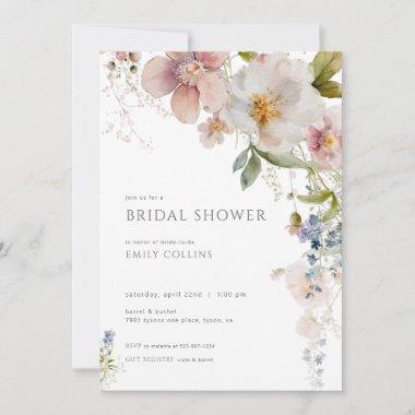 Pastel Spring Wildflower Bridal Shower Invitations