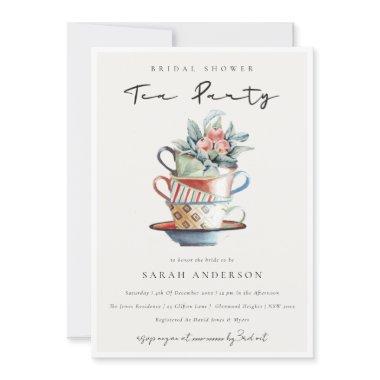 Pastel Stacked Cups  Tea Party Invite