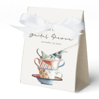 Pastel Stacked Cups Floral Bridal Shower Tea Party Favor Boxes