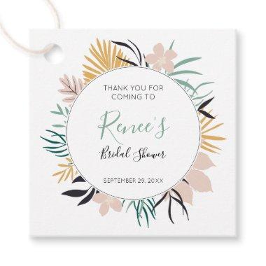 Pastel Tropical Leaves and Flowers Bridal Shower Favor Tags