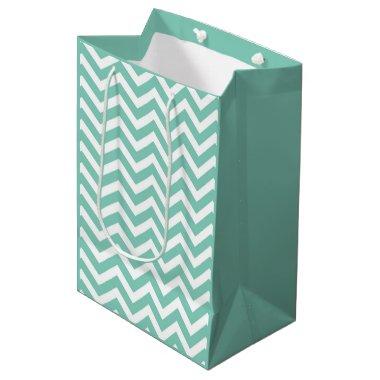 Pastel Turquoise & White Chevron Wedding Birthday Medium Gift Bag