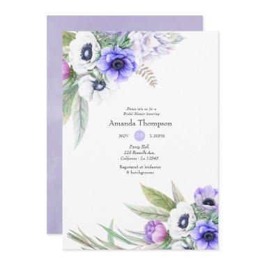 Pastel Violet and Plum Floral Bridal Shower Invitations