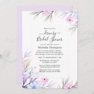 Pastel Watercolor Floral Drive By Shower Invitations