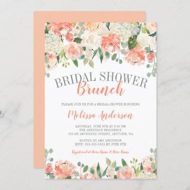 Pastel Watercolor Flower Brunch Bridal Shower Invitations