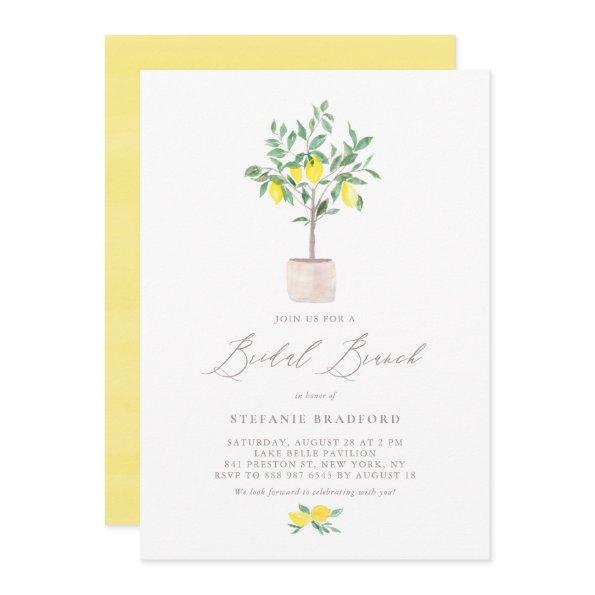 Pastel Watercolor Lemon Tree Summer Bridal Brunch