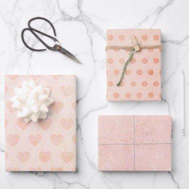 Pastel Watercolor Rose Gold Heart Wrapping Paper Sheets