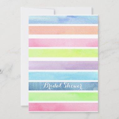 Pastel Watercolor Stripes Bridal Shower Custom Invitations