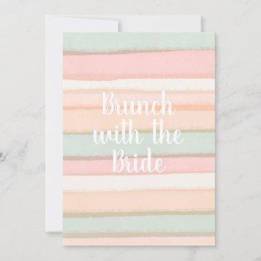 Pastel Watercolor Stripes Brunch Bridal Shower Invitations