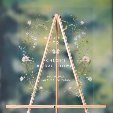 Pastel Wildflower Frame Whimsical  Acrylic Sign
