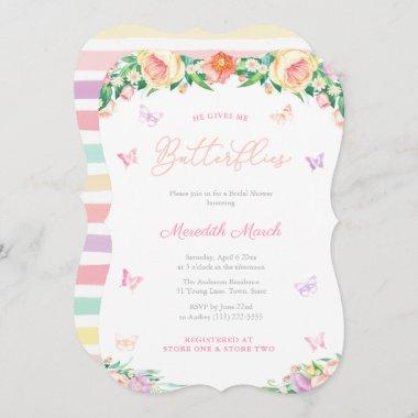 Pastels Butterflies Garden Bridal Shower Party Invitations