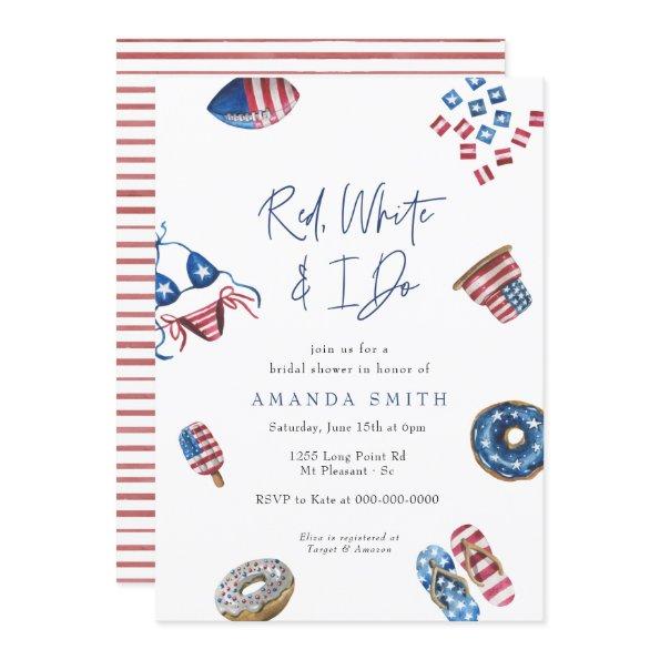 Patriotic 4th July Red White & I Do Bridal Shower Invitations