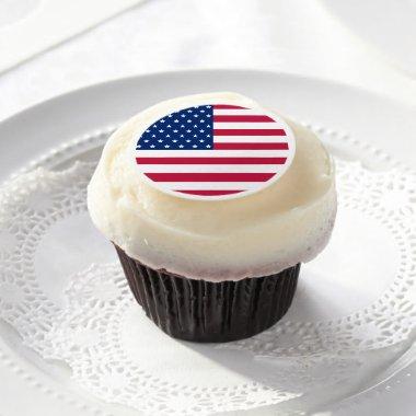 Patriotic 4th of July Party USA American Flag Edible Frosting Rounds
