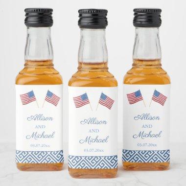 Patriotic American Flag Wedding Favor Liquor Bottle Label