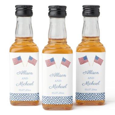 Patriotic American Flag Wedding Favor Liquor Bottle Label