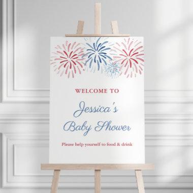 Patriotic Fireworks July 4th Baby Shower Welcome Foam Board