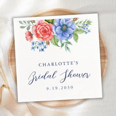 Patriotic Floral Red White Blue  Napkins