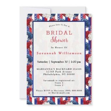 Patriotic Red White Blue Rose Stripe