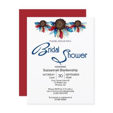 Patriotic Red White Blue Top Border Half Flowers