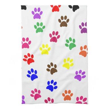 Paw print dog pet colorful fun kitchen tea towel