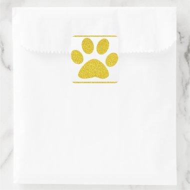 Paw Prints Gold Glitter White Cute Elegant Holiday Square Sticker