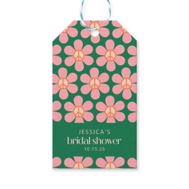 Peace Sign Flower Green Pink Custom  Gift Tags
