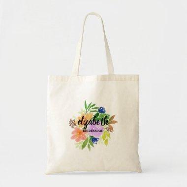 Peach and blush floral bridesmaid tote bag