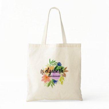 Peach and blush floral bridesmaid tote bag