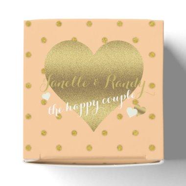 Peach And Gold Polka Dots Party Favor Boxes