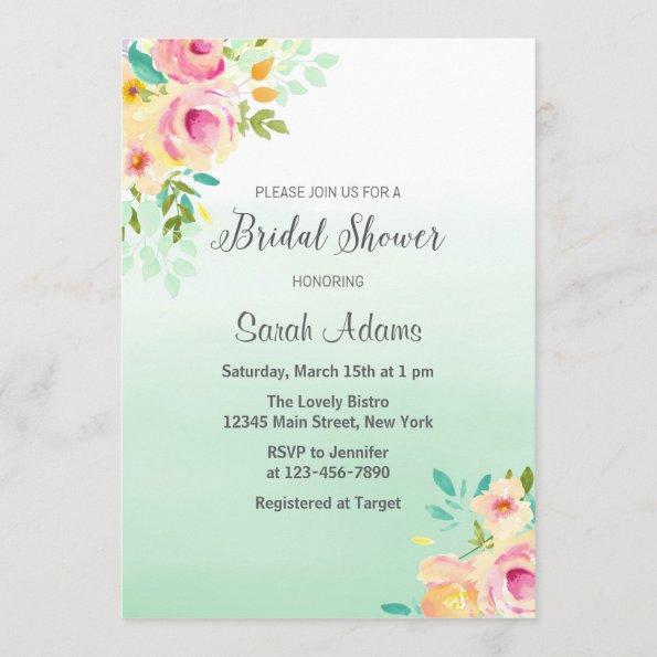 Peach and Mint Bridal Shower Invitations