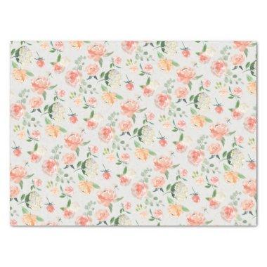 Peach and Pink Feminine Floral Pattern Tissue Paper