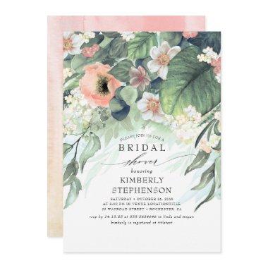 Peach and Pink Floral Bohemian Bridal Shower Invitations