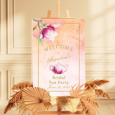 Peach and Pink Magnolia Bridal Tea Welcome Poster