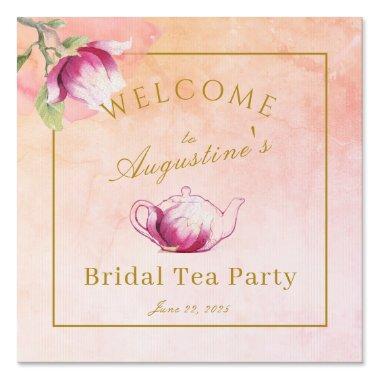 Peach and Pink Magnolia Bridal Tea Welcome Sign
