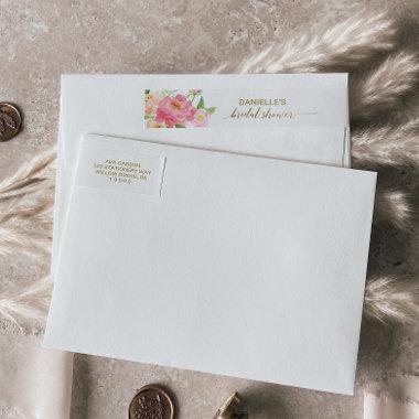 Peach and Pink Peony Flowers  Wrap Around Label
