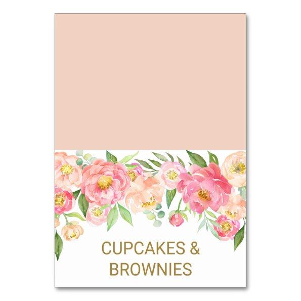 Peach and Pink Peony Flowers Food Tent Invitations
