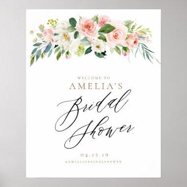 Peach and White Bridal Shower Welcome Sign