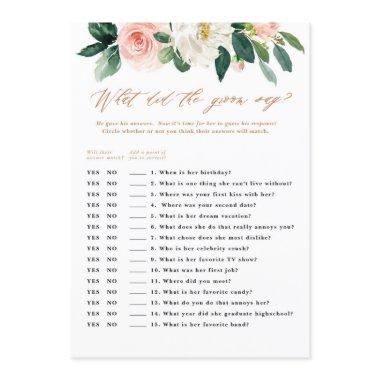 Peach and White Floral Groom Says Game