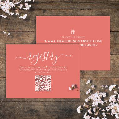 Peach Bridal Shower QR Code Gift Registry Script Enclosure Invitations