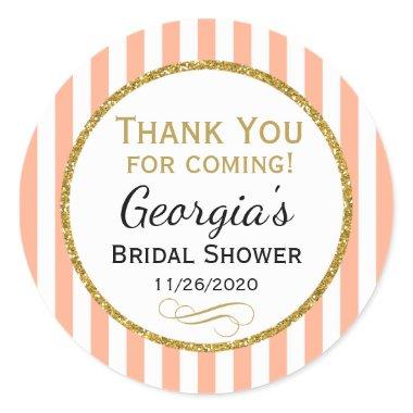 Peach Bridal Shower Thank You For Coming Favor Tag