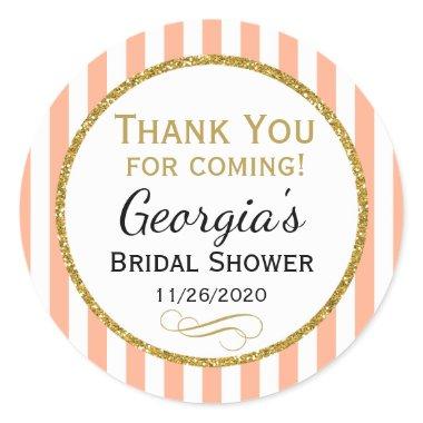 Peach Bridal Shower Thank You For Coming Favor Tag